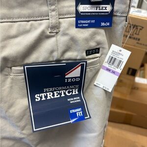 Izod Men's Straight Fit Performance Stretch Chinos - Light Gray